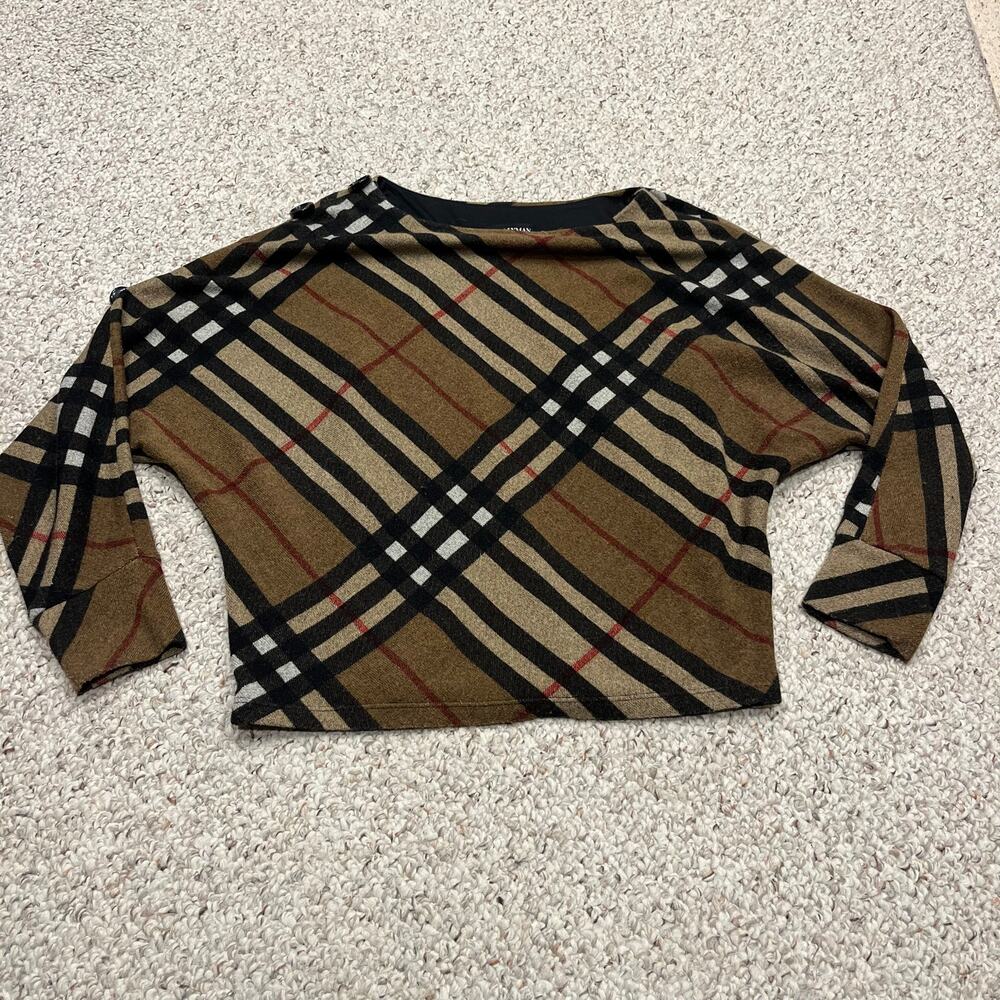 Frank Lyman Design Long Sleeve Plaid Sweater 6 Preppy Old Money Classic Casual